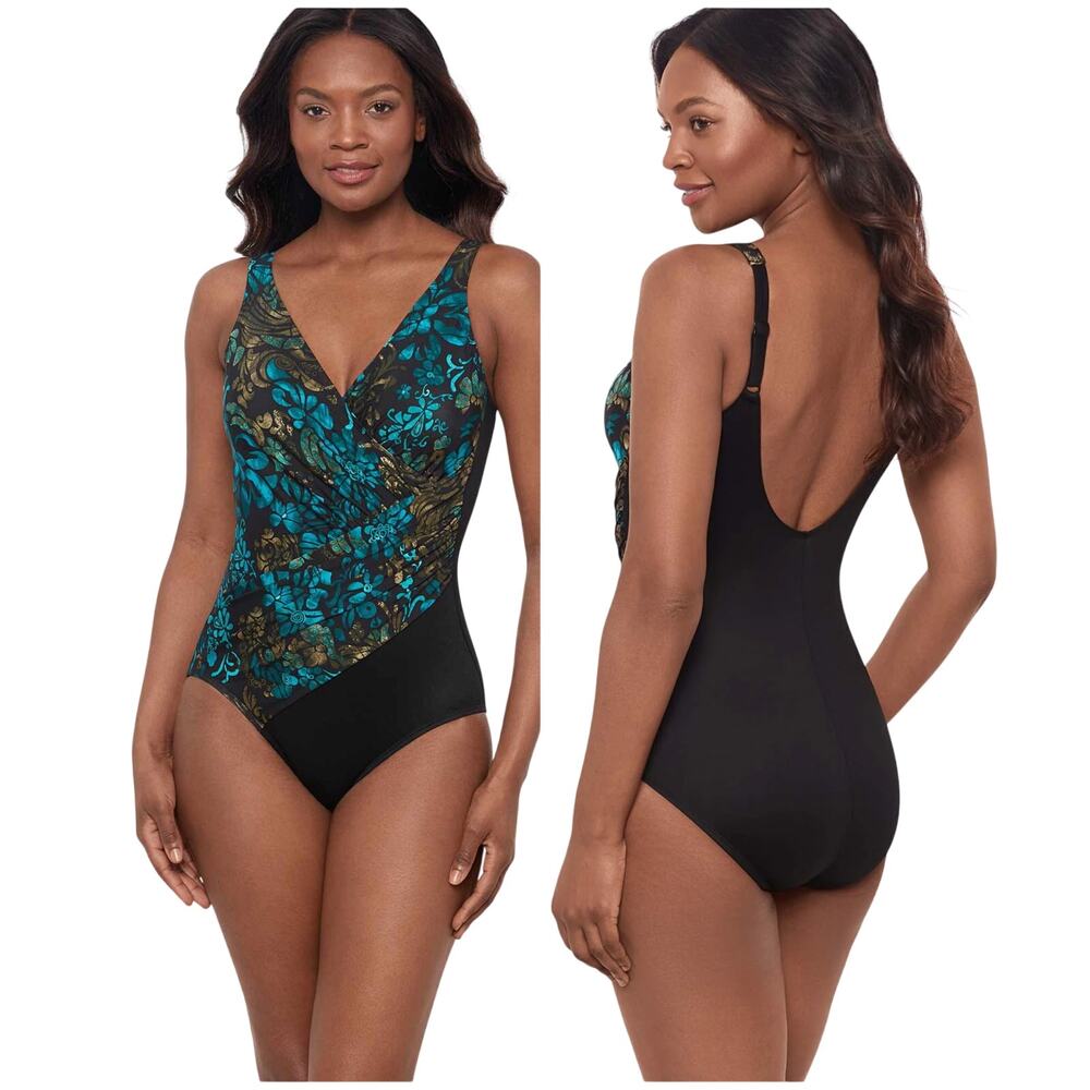 Miraclesuit NWT Flor De Mare Oceanus One Piece Swimsuit Size 16 Soft Cup Bra A-D